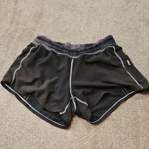 Black Lululemom Athletic Running Shorts with Gray Trim
